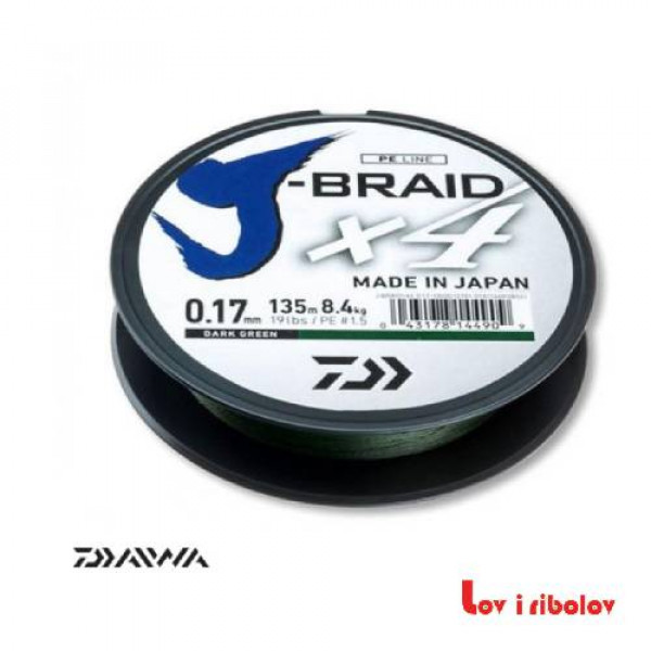 Upredena struna Daiwa J-braid X4E 135m Dark Green 0.07mm