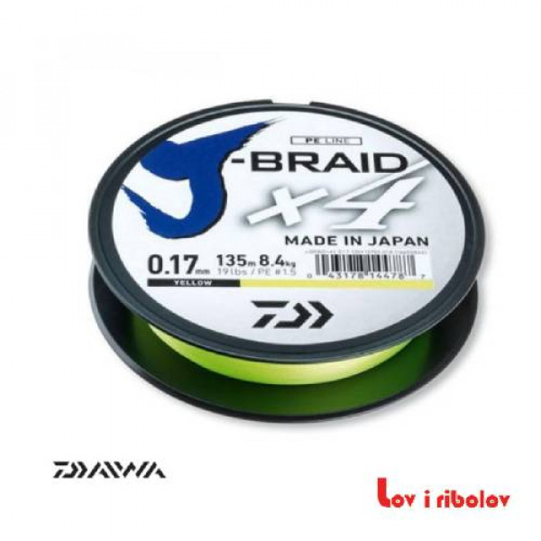 Upredena struna Daiwa J-braid x4 135m 0,25mm yellow