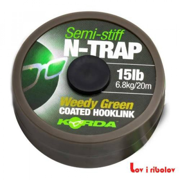 Korda N-Trap Semi-Stiff Hooklink 20lb 20m Weedy Green (KNT05)