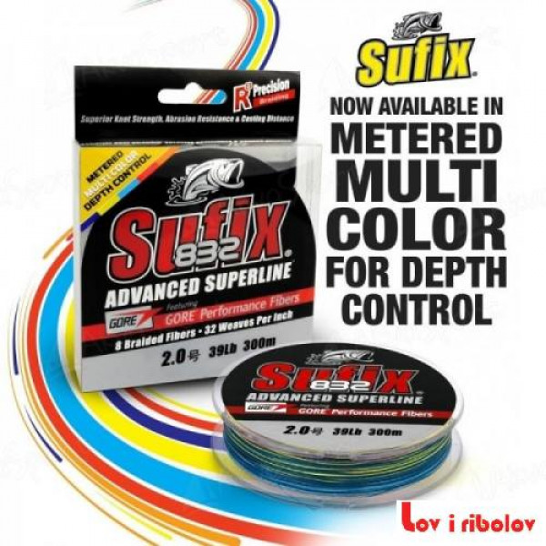 Upredena struna Sufix 832 Braid 300m Multi-color