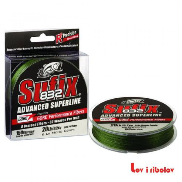 Upredena struna Sufix 832 Braid 120m 0.15-0.33 (Lo-vis Green)