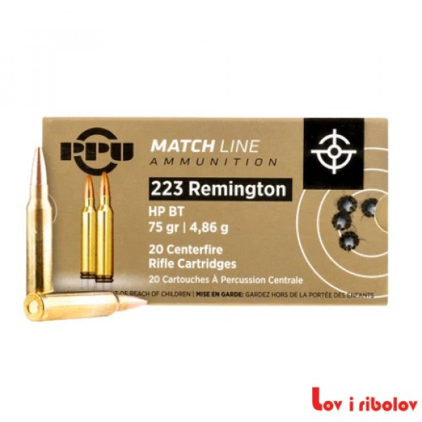 Karabinski Metak PPU 223 Rem Match HP BT 4.86g
