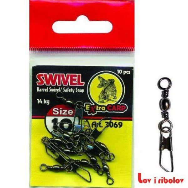 Virbla sa kopcom EXC Barrel swivel safety snap od 10-20 vel.