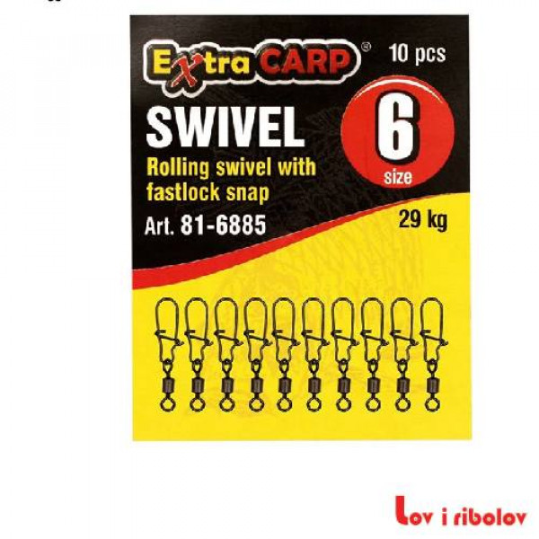 Virbla sa kopcom EXC Rolling Swivel fastlock snap vel. od 10-18